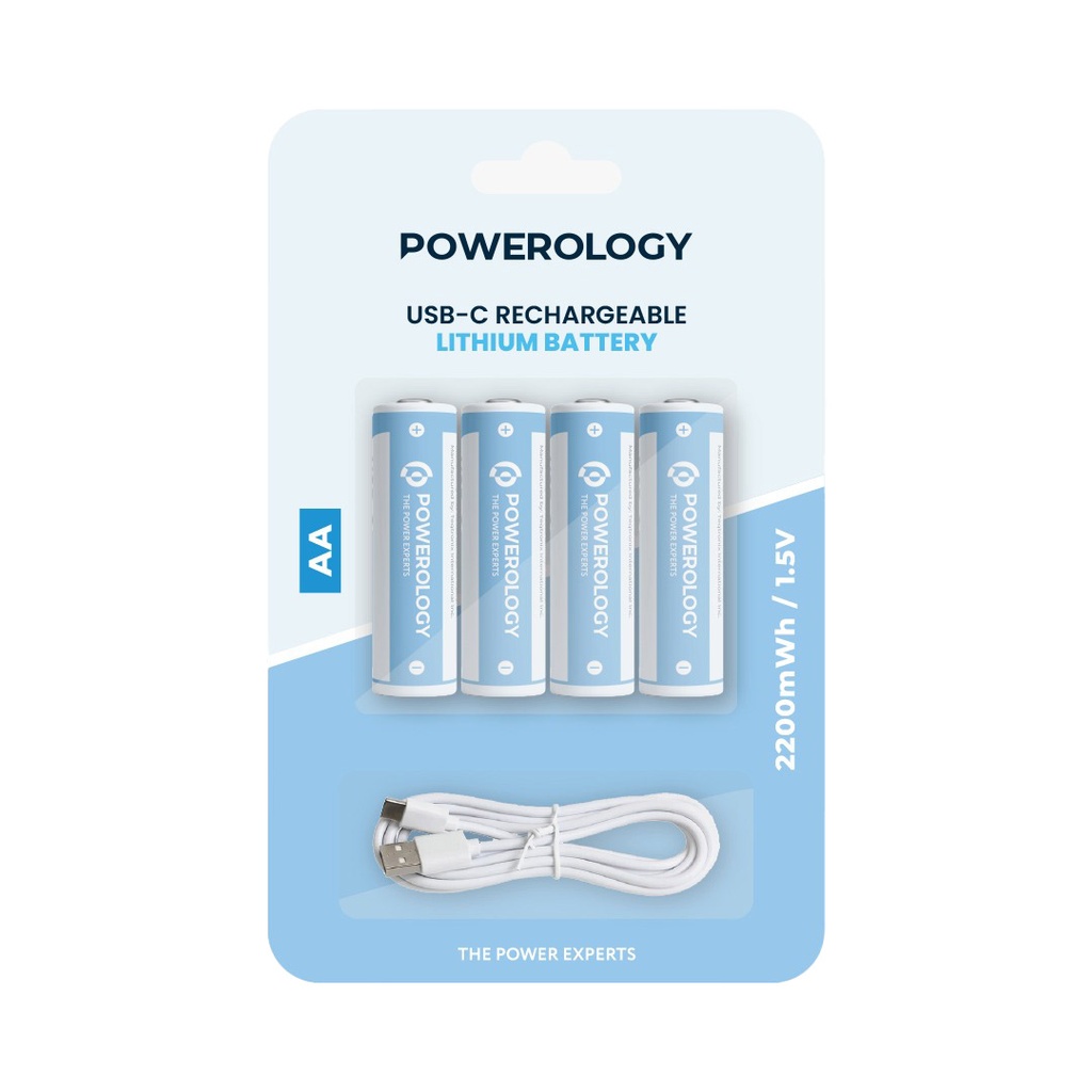 POWEROLOGY USB-C RECHARGEABLE LITHIUM BATTERY AA WHITE PAAV2RBT thumbnail 4