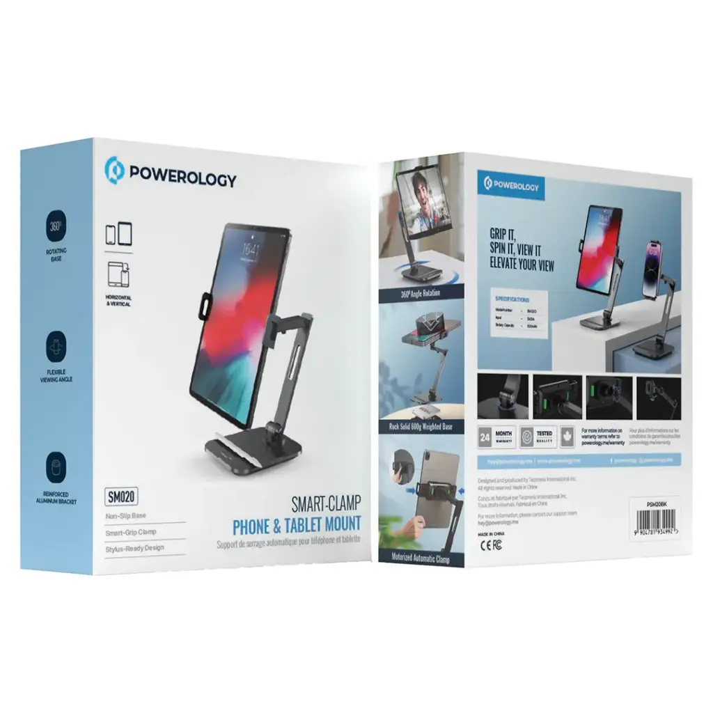 POWEROLOGY SMART-CLAMP PHONE & TABLET MOUNT BLACK PSM20BK thumbnail 4