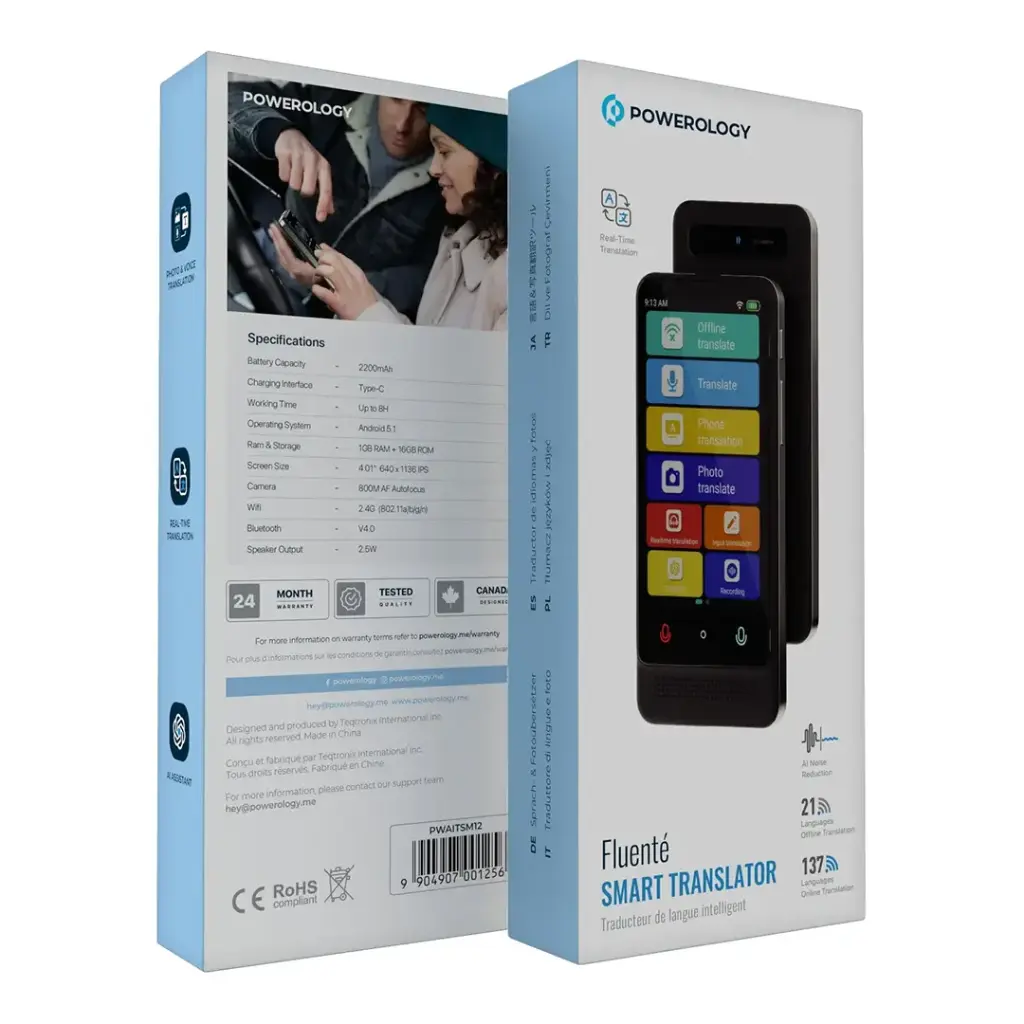 POWEROLOGY FLUENTE SMART TRANSLATOR BLACK PWAITSM12 thumbnail 3