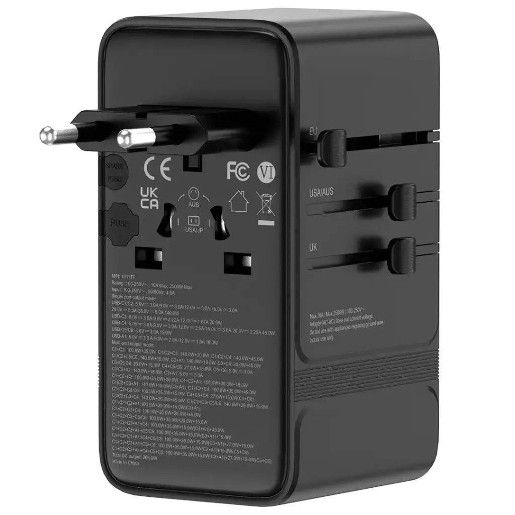 POWEROLOGY SPETROVA GAN MULTI PORT UNIVERSAL ADAPTER PD 140W BLACK PPBCHA120BK thumbnail 3