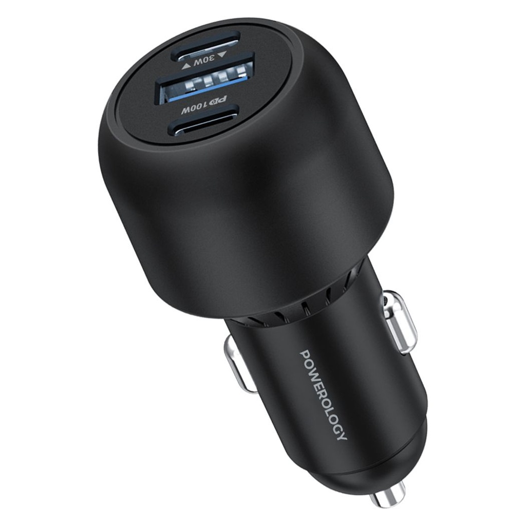 POWEROLOGY ULTRA QUICK DUAL USB C WITH USB A CAR CHARGER 130W BLACK thumbnail 3