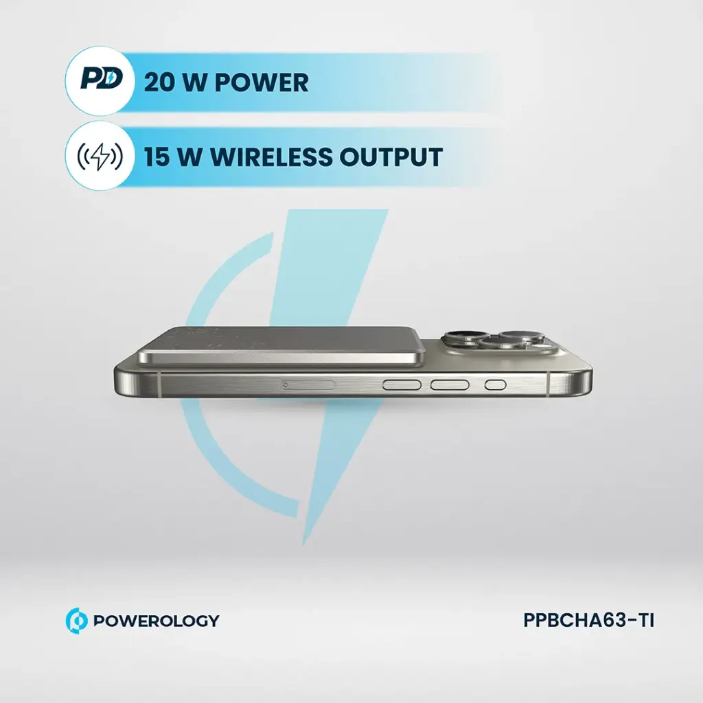 POWEROLOGY ULTRA THIN 5000MAH MAGSAFE POWERBANK TITANIUM PBCHA63-TI thumbnail 6