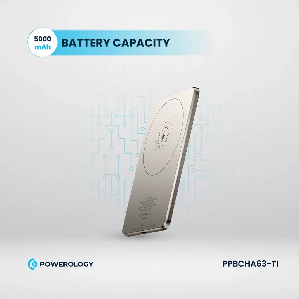 POWEROLOGY ULTRA THIN 5000MAH MAGSAFE POWERBANK TITANIUM PBCHA63-TI thumbnail 5