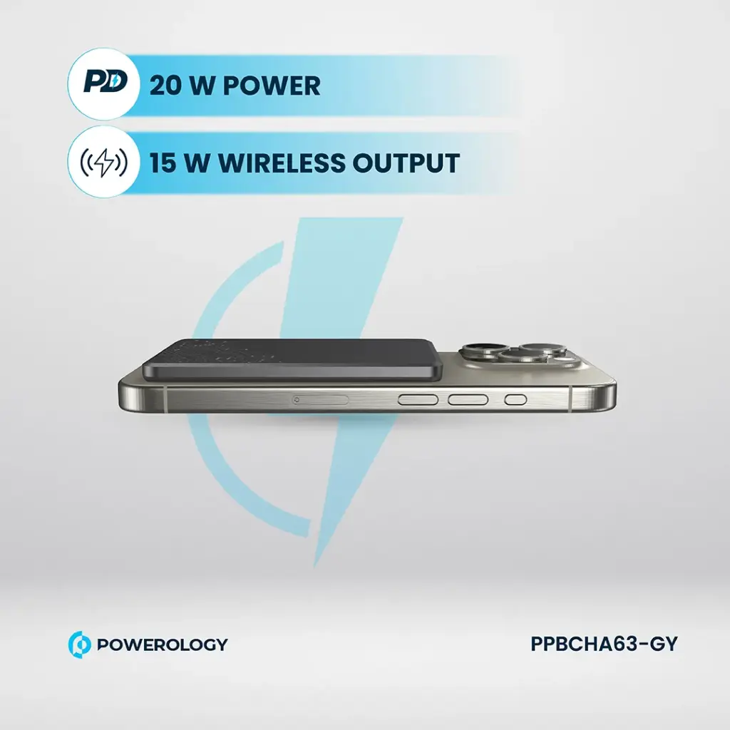 POWEROLOGY ULTRA THIN 5000MAH MAGSAFE POWERBANK GREY PBCHA63-GY thumbnail 8