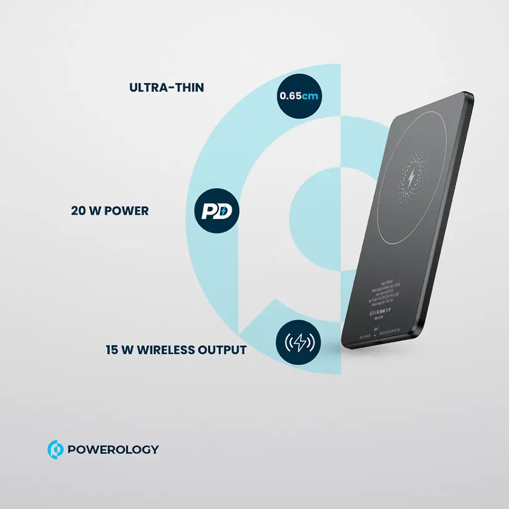 POWEROLOGY ULTRA THIN 5000MAH MAGSAFE POWERBANK GREY PBCHA63-GY thumbnail 3