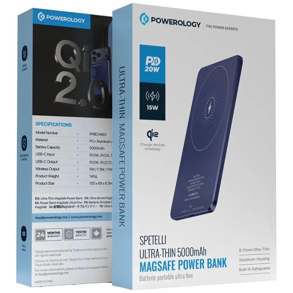 POWEROLOGY SPETELLI ULTRA THIN 5000MAH MAGSAFE POWER BANK BLUE PPBCHA63BU thumbnail 2