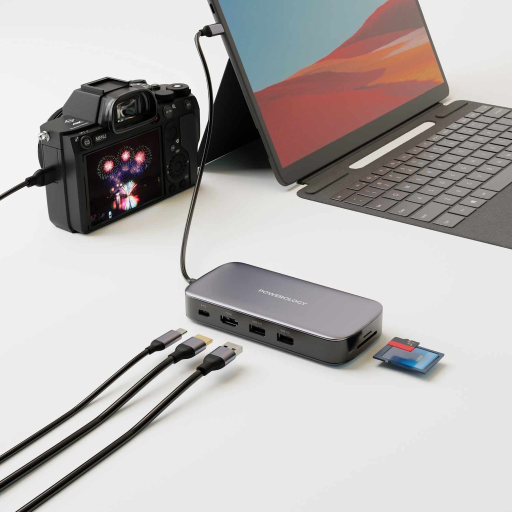 POWEROLOGY 256GB USB C AND SSD DRIVE ALL IN ONE CONNECTIVITY AND STORAGE 100W PWDSHB256 thumbnail 2