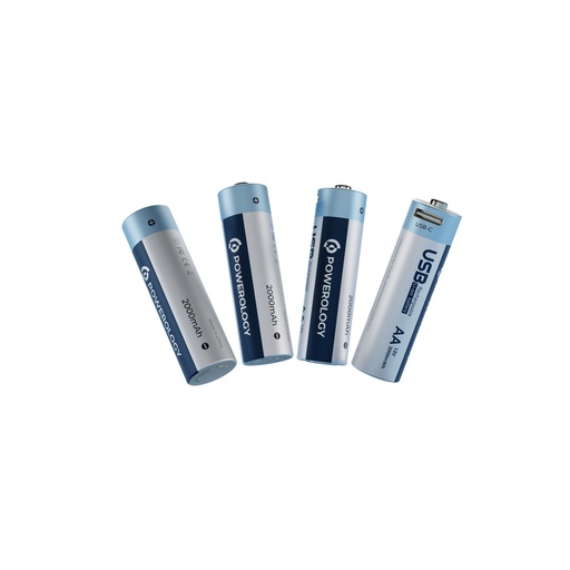POWEROLOGY AAA 2 PACK USB C RECHARGEABLE WHITE/BLUE PWAAA122