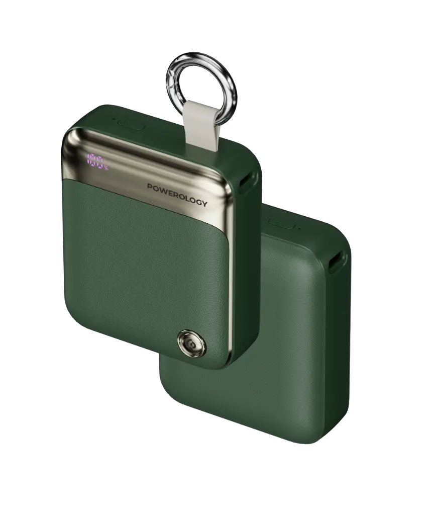 POWEROLOGY LEGACY X1 10000MAH POWER BANK USB C TO USB C LANYARD CABLE 30CM GREEN PPBCHA101GN