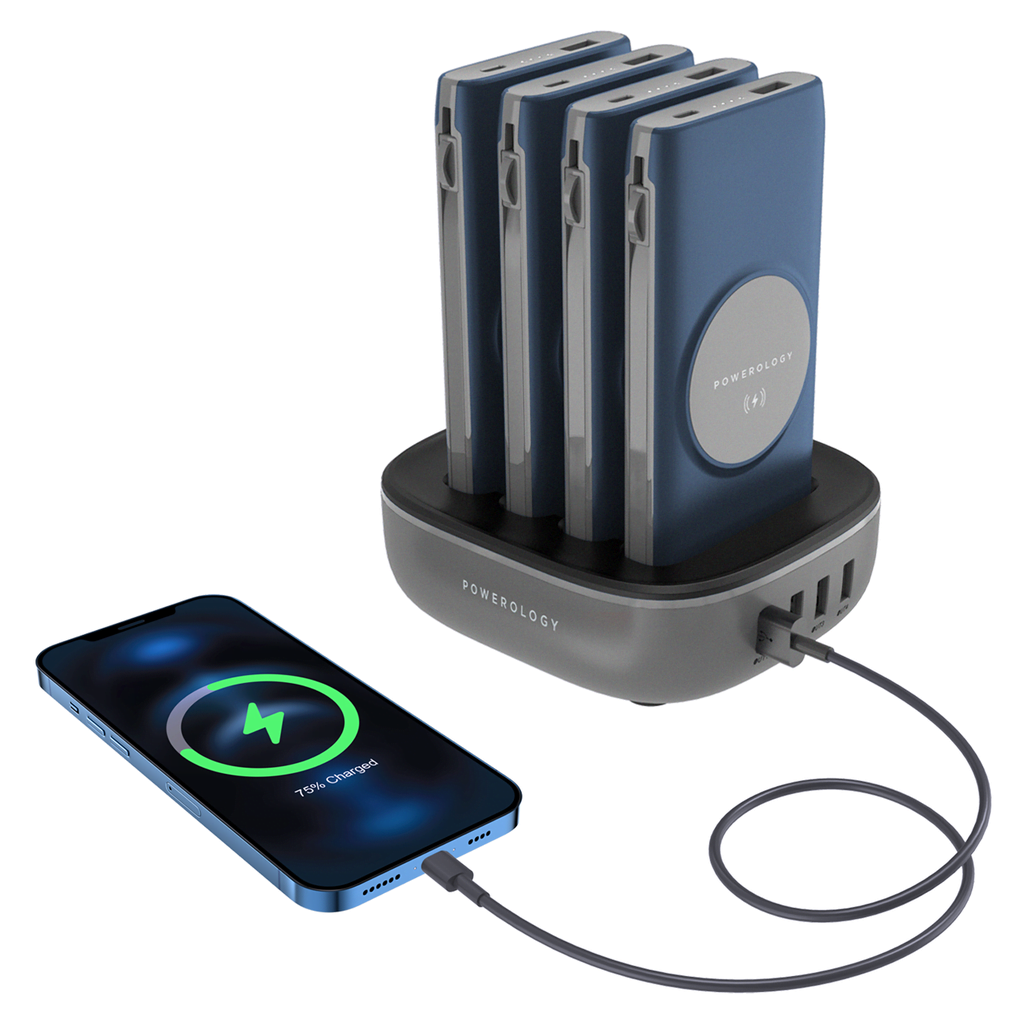 POWEROLOGY 4 IN 1 10000MAH POWER BANK STATION BLUE PPBCHA1041-BU