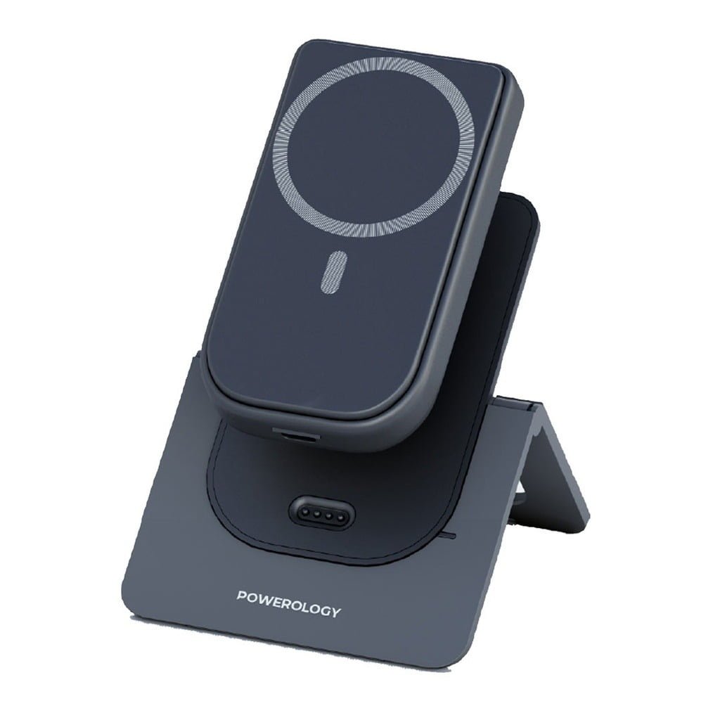 POWEROLOGY 10000mAh MAGSAFE COMBO POWERBANK CHARGING STAND PD20W GRAY