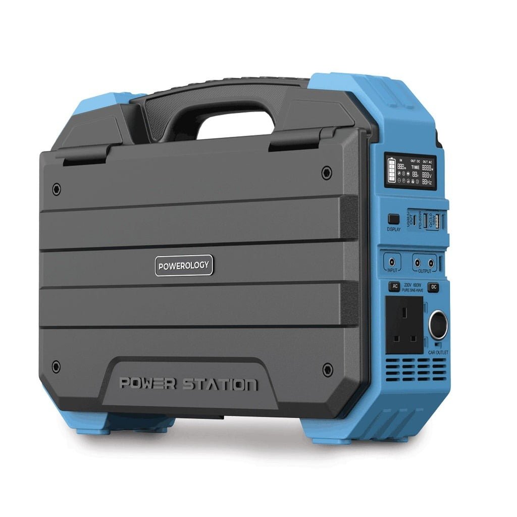POWEROLOGY 600W PORTABLE GENERATOR INTEGRATED SOLAR PANEL BLUE thumbnail 2