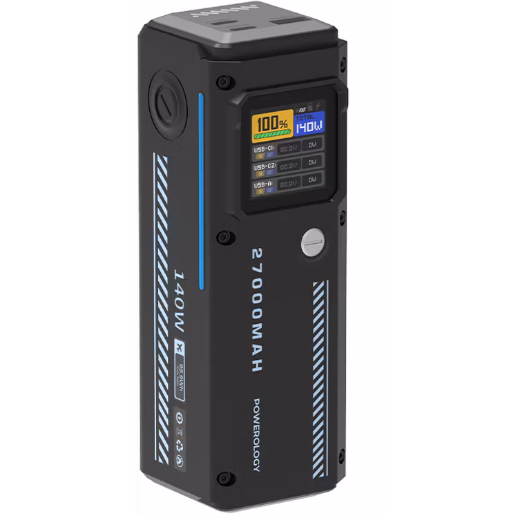 POWEROLOGY POWER BANK 27000MAH PD 140W WITH SMART DISPLAY PP083 BLACK PPBCHA83