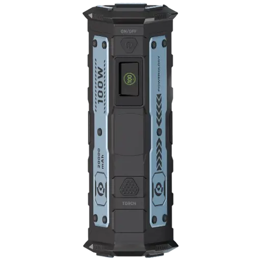 POWEROLOGY TORCHPOWER 20000MAH POWER BANK BUILT IN FLASHLIGHT BLACK PPBCHA91BK