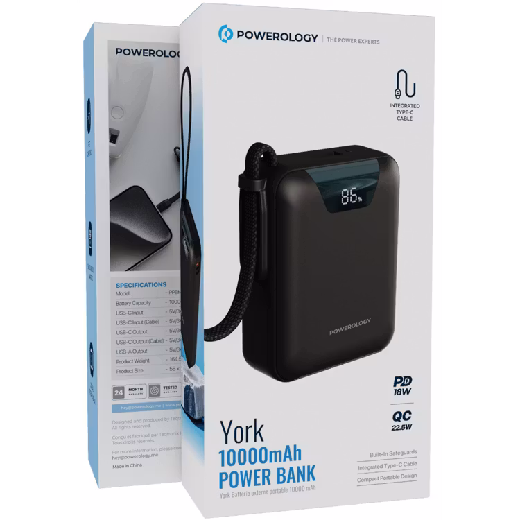 POWEROLOGY YORK 10000MAH POWERBANK BLACK PPBM101BK thumbnail 3