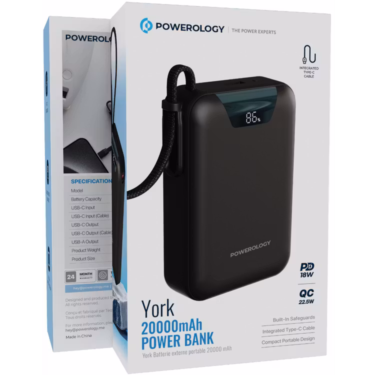 POWEROLOGY YORK 20000MAH POWERBANK BLACK PPBM102BK thumbnail 3