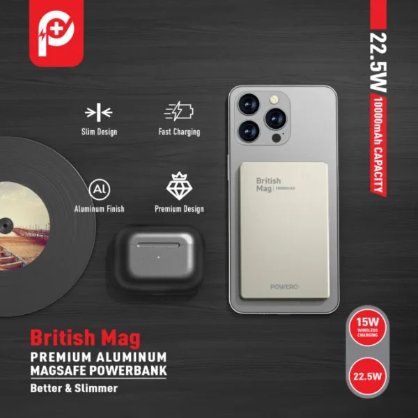 POWERO PLUS BRITISH MAG 10000MAH MAGSAFE POWERBANK PR-MSPB10KBM-TT thumbnail 3