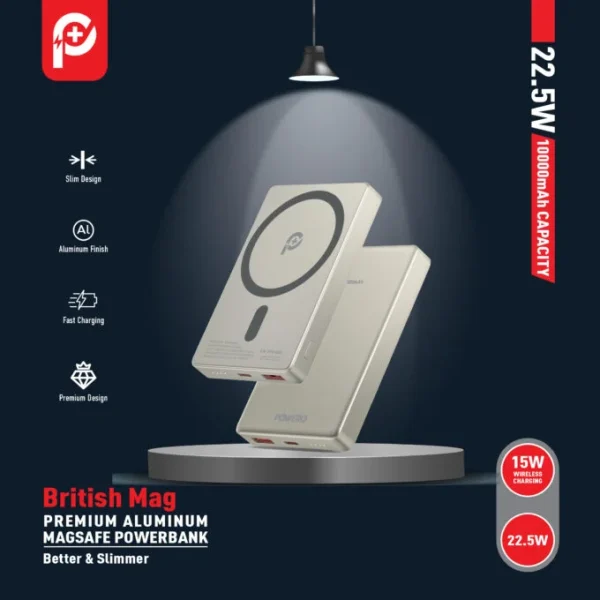 POWERO PLUS BRITISH MAG 10000MAH MAGSAFE POWERBANK PR-MSPB10KBM-TT thumbnail 2