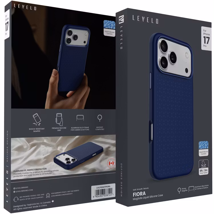 LEVELO FIORA IPHONE 17 PRO MAX MAGSAFE LIQUID SILICONE CASE BLUE LVLFIOM17PMDBL thumbnail 3