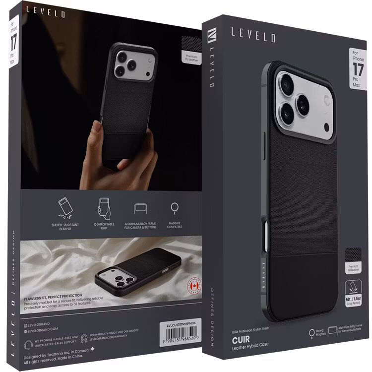 LEVELO IPHONE 17 PRO MAX LEVELO CUIR CASE PHANTOM BLACK LVLCUIR17PMPHBK thumbnail 11