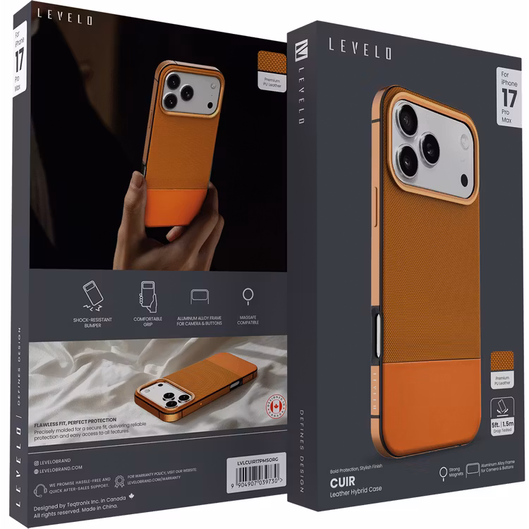 LEVELO IPHONE 17 PRO MAX LEVELO CUIR CASE SUNRISE ORANGE LVLCUIR17PMSORG thumbnail 11