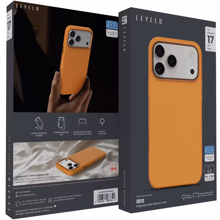 LEVELO IRIS IPHONE 17 PRO MAGSAFE LIQUID SILICONE CASE ORANGE LVLIRISM17ORG thumbnail 3