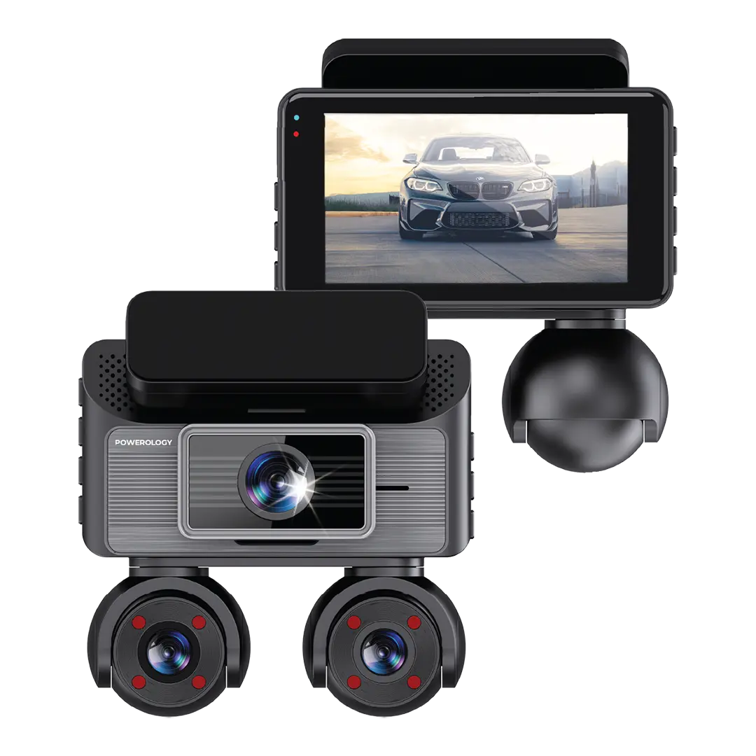 POWEROLOGY SENTRA DASH CAMERA WITH 3 LENSES AND REAR CAMERA BLACK PWCAM108BK