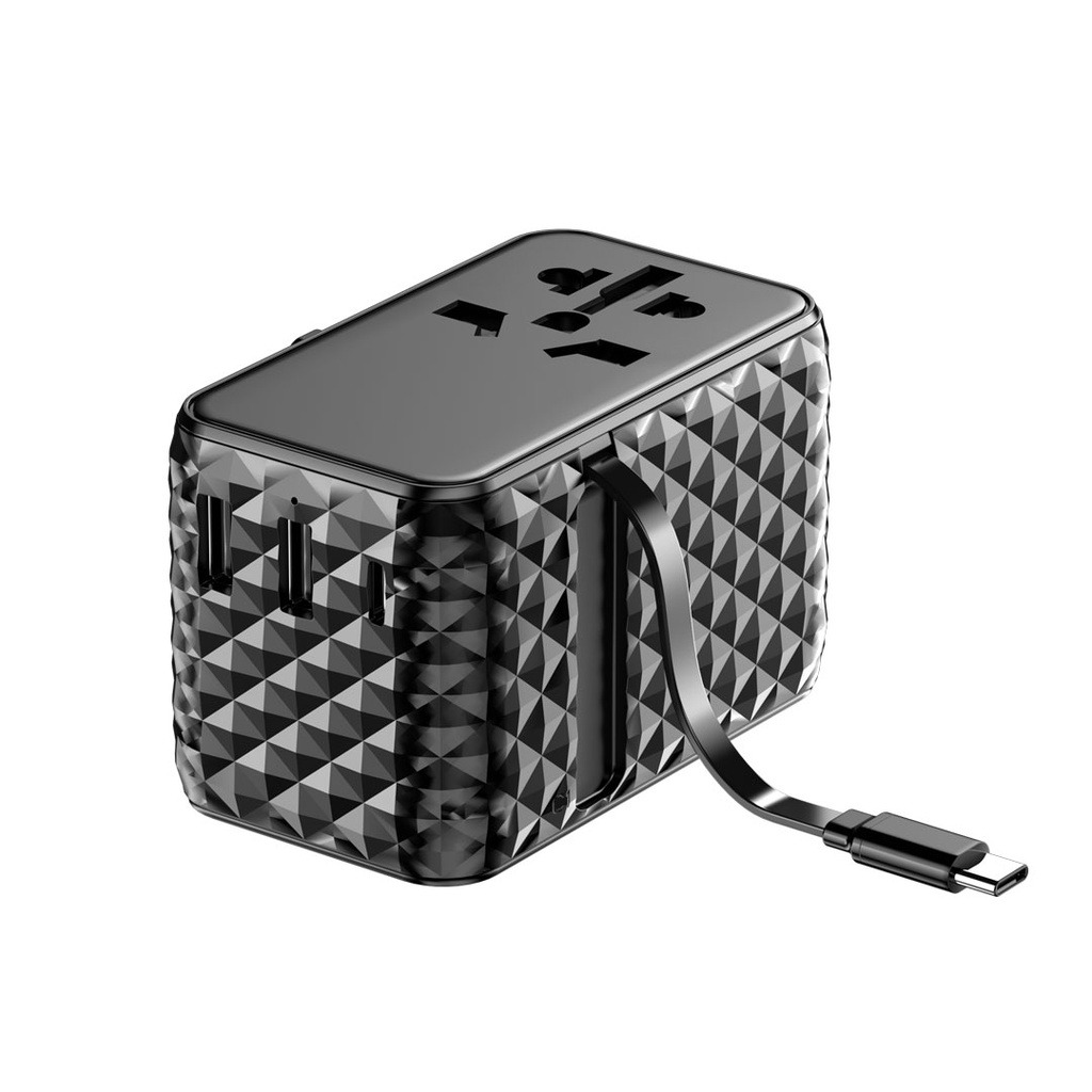 POWEROLOGY GAN 20W PD UNIVERSAL CHARGER WITH TYPE C CABLE BLACK PWCUQC028-BK