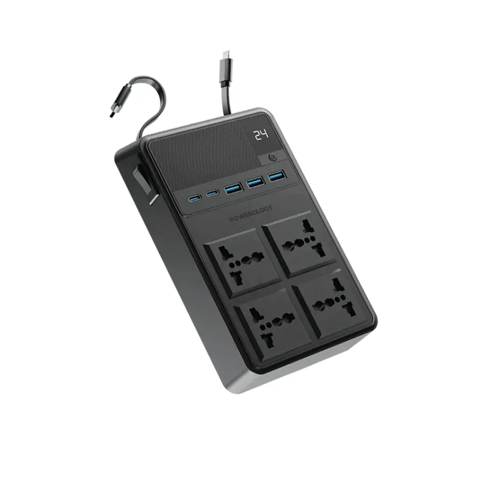 POWEROLOGY 2500W 4 AC POWER STRIP BUILT IN RETRACTABLE CABLES PWCUQC029