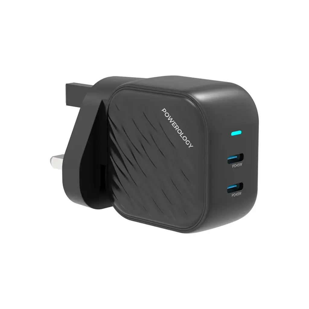 POWEROLOGY GAN DUAL USB C WALL CHARGER PD 45W PWCUQC035