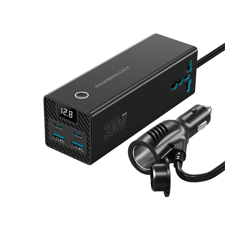POWEROLOGY 300W PD36 2 AC UNIVERSAL POWER INVERTER BLACK PWCUQC038
