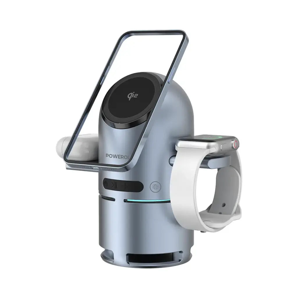 POWEROLOGY QI2 SPEAKER WITH WIRELESS CHARGER STATION GRAY PWCUQ039