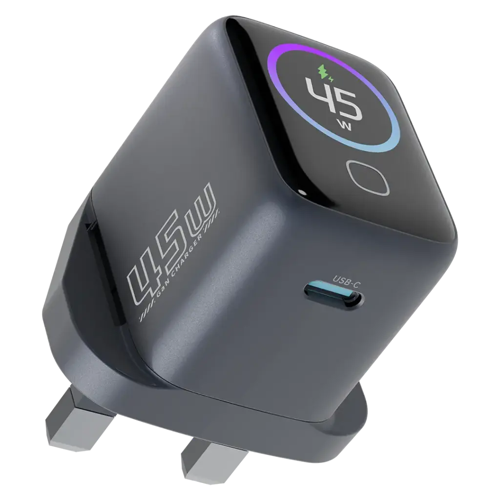 POWEROLOGY VOLTFLOW 45W AVS GAN WALL CHARGER WITH USB C TO USB C CABLE GRAY PWCUQC069CGY
