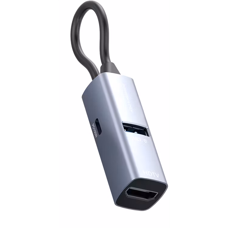 POWEROLOGY ALUMINUM MINI USB-C HUB PD100W BLACK PWJT424BK thumbnail 3