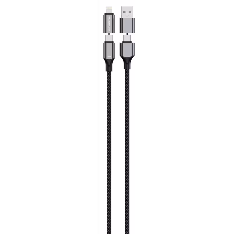 POWEROLOGY 4 IN 1 CHARGING AND DATA TRANSFER CABLE 240W 1M BLACK PWMHZA240WBK
