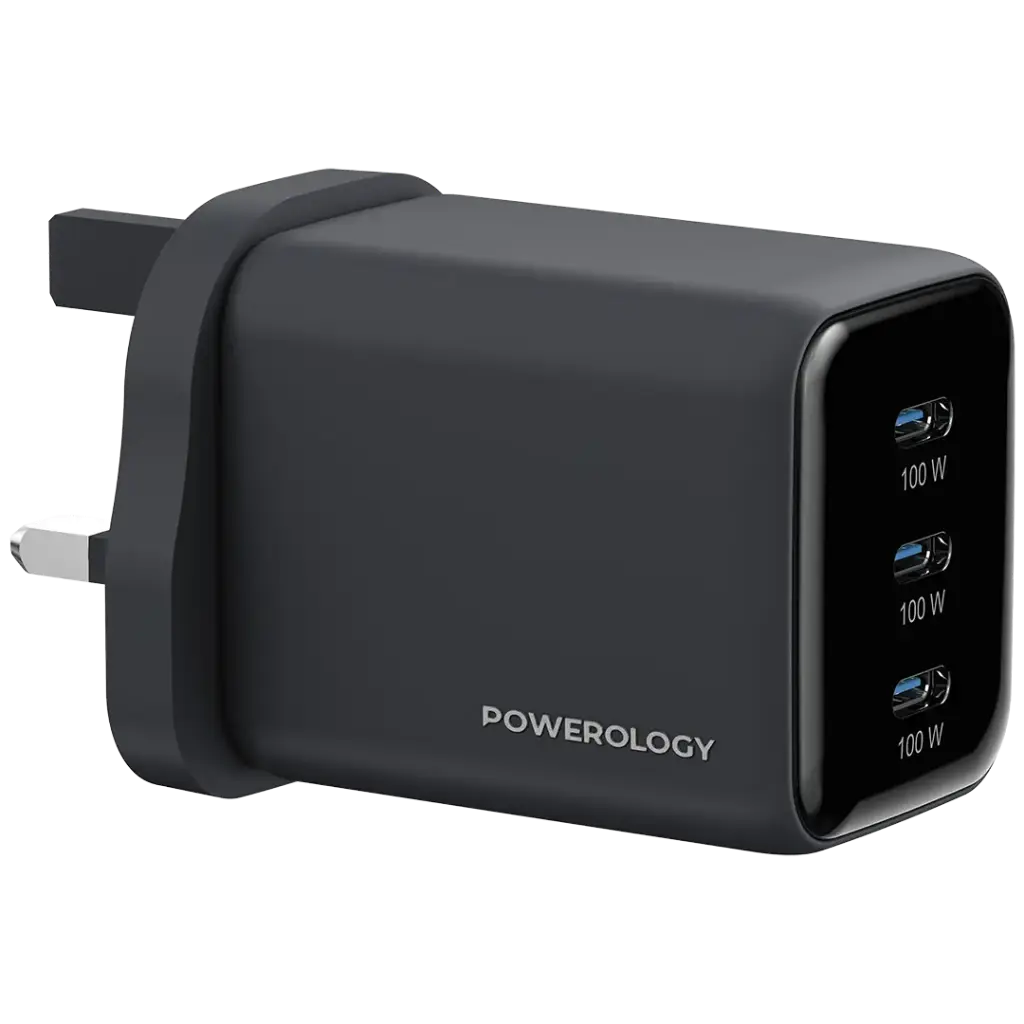 POWEROLOGY VOLT-X 100W MULTI PORT GAN WALL CHARGER PD100W BLACK PWP1910BK