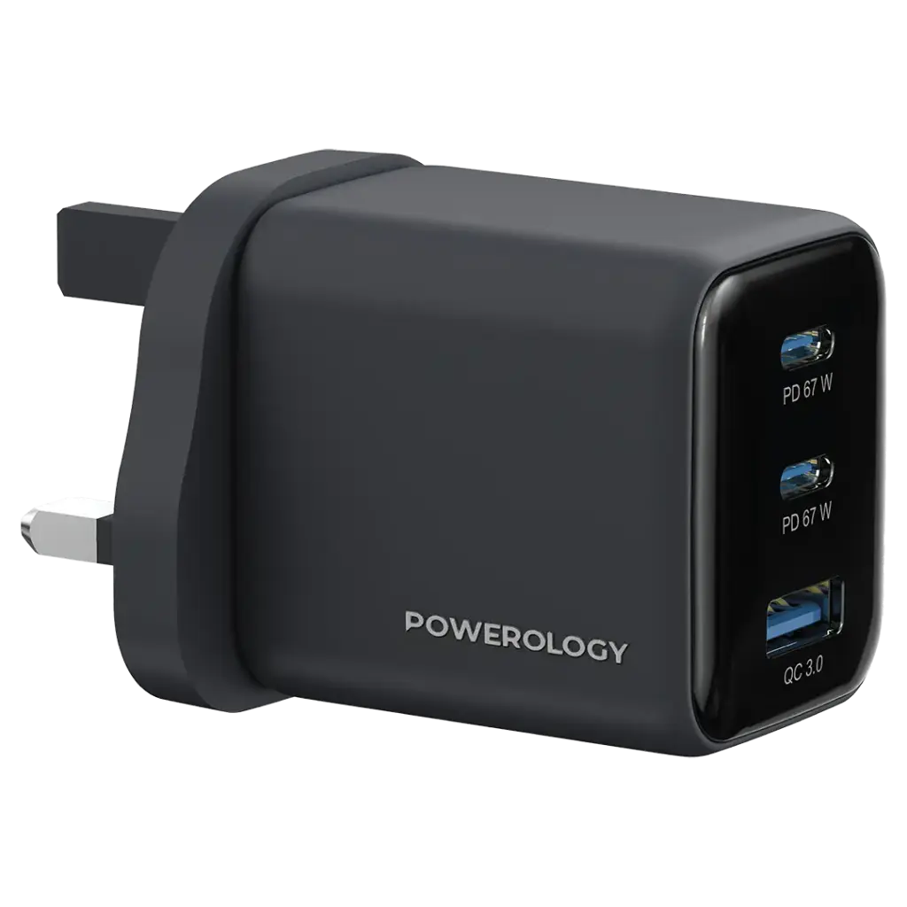 POWEROLOGY VOLT-X 67W MULTI PORT GAN WALL CHARGER PD67W BLACK PWP5467BK thumbnail 2