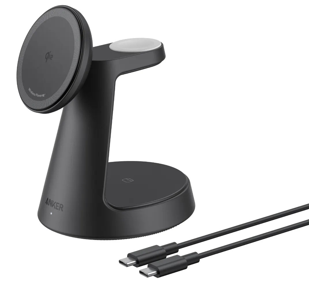 ANKER MAGGO WIRELESS CHARGING STATION 3 IN 1 DOCK STAND WITH ADAPTER AND CABLE BLACK B25M4V11