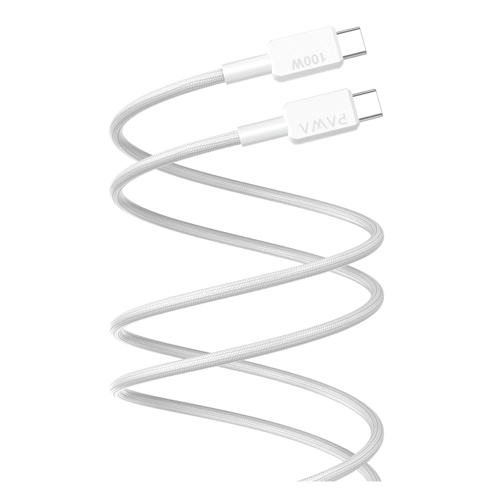 PAWA EL CARO SERIES USB C TO USB C 100W PREMIUM BRAIDED CABLE 2M WHITE PW-20B100CC-WH