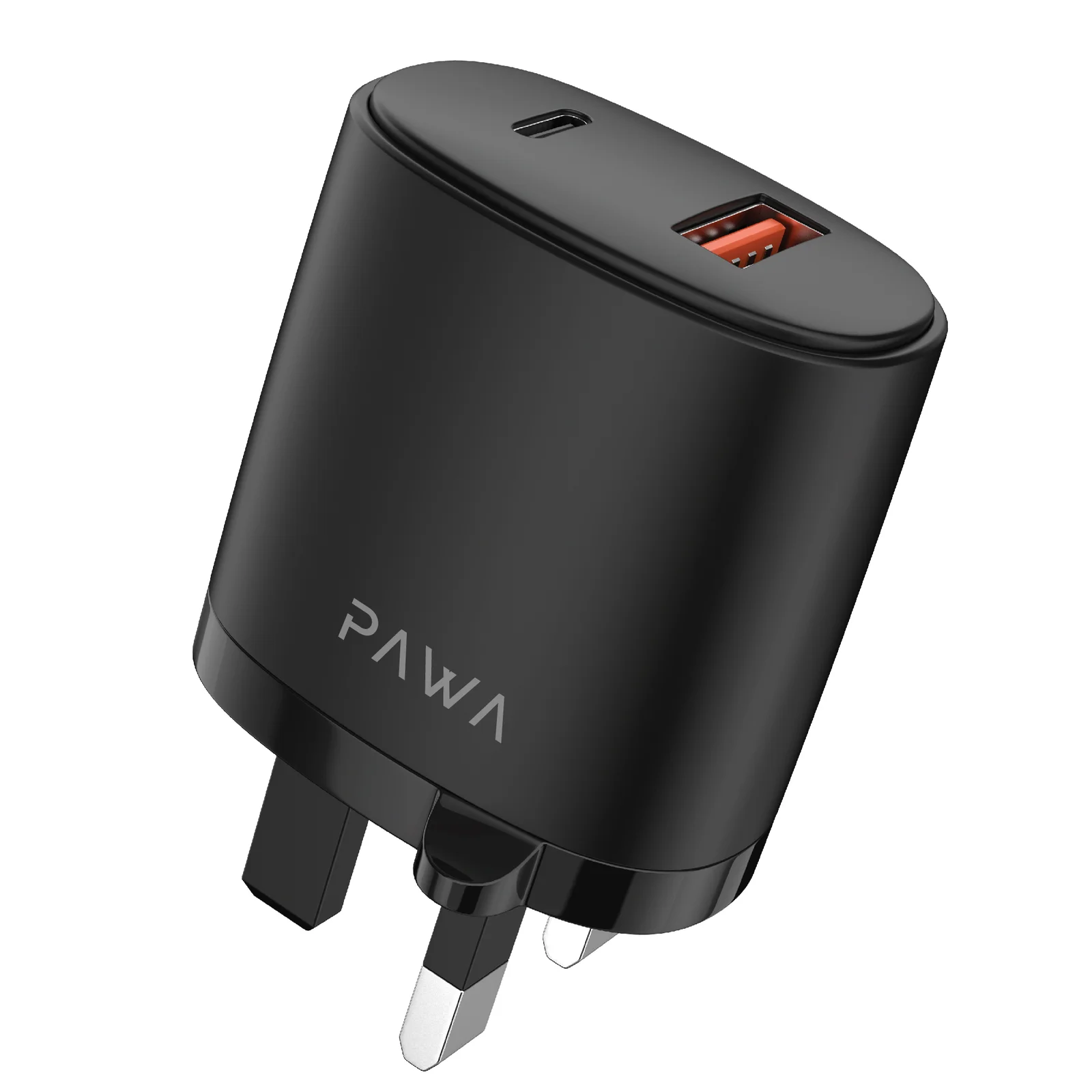PAWA SOLID TRAVEL CHARGER DUAL PD & QC PORT WITH TYPE-C TO TYPE-C CABLE BLACK PW-PDQC3UKCC-BK thumbnail 3