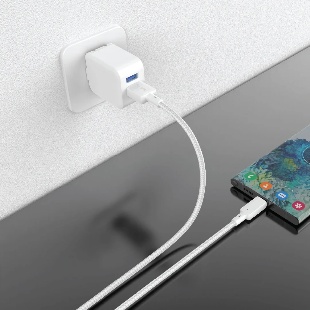 PAWA 3A USB A TO TYPE C QUICK CHARGING BRAIDED CABLE 1.2M PW122 WHITE PW-BTLT12AT-WH thumbnail 2