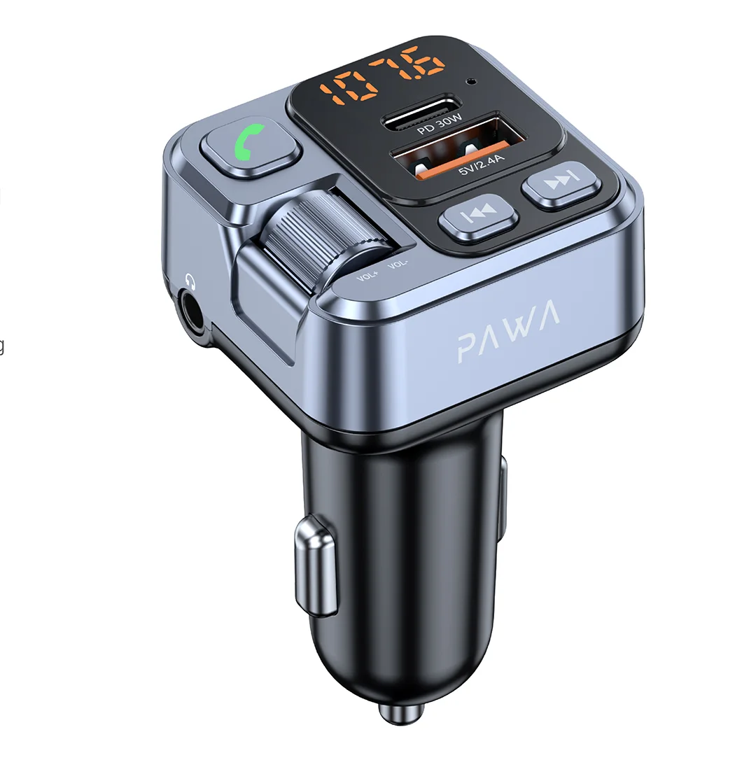 PAWA WIRELESS FM TRANSMITTER CAR CHARGER PD30W BLACK PW-FM16PD30