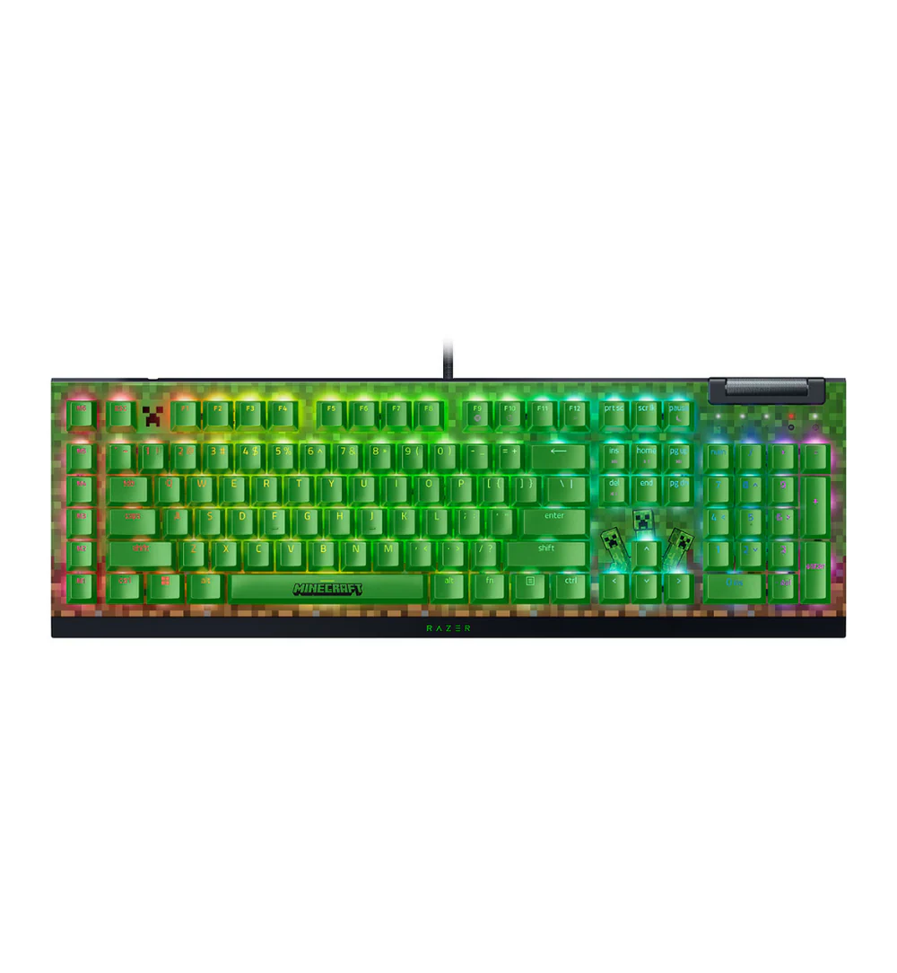 RAZER BLACKWIDOW V4 X MECHANICAL GAMING KEYBOARD GREEN SWITCHES MINECRAFT EDITION RZ03-04704100-R3M1
