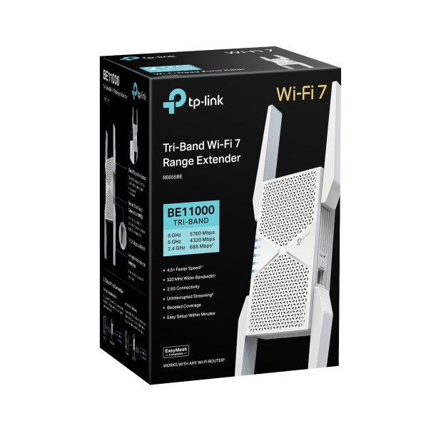 TP-LINK BE11000 TRI BAND WIFI 7 RANGE EXTENDER RE655BE thumbnail 8