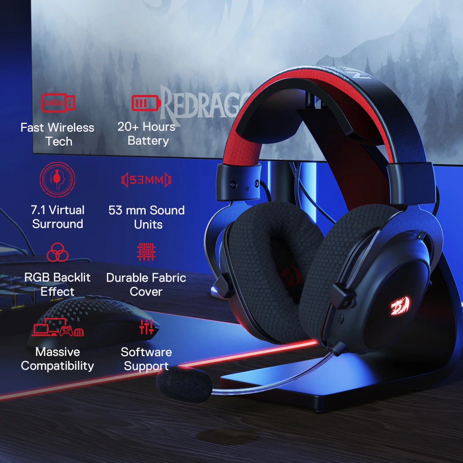 REDRAGON ZEUS PRO WIRELESS HEADSET H510-PRO thumbnail 4