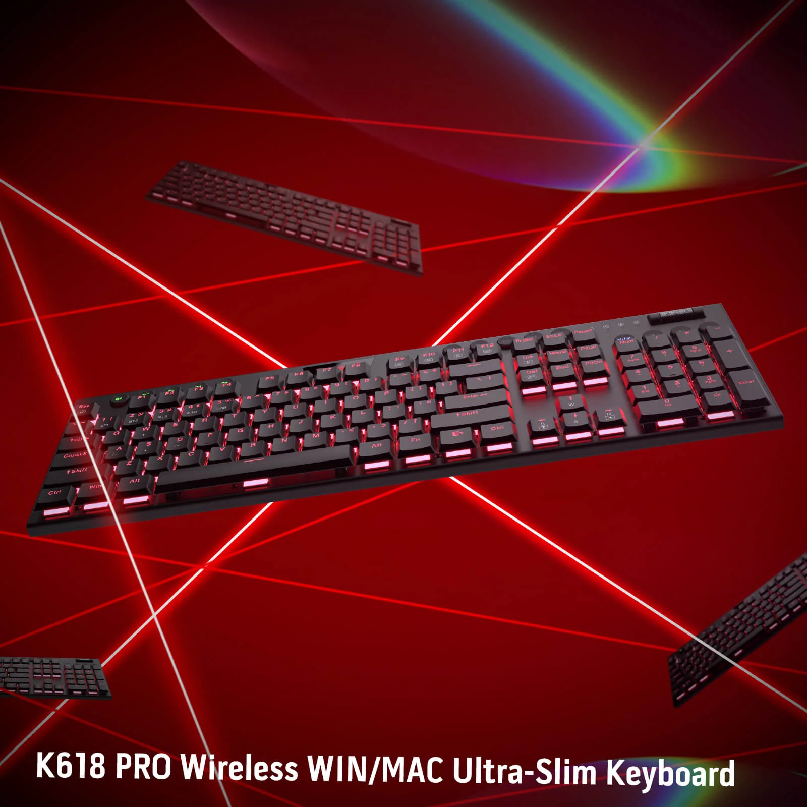 Redragon Horus Wireless RGB Mechanical Keyboard (K618RGB-Pro, Red Switches) - Ultra-Thin Design with Dynamic Lighting thumbnail 13