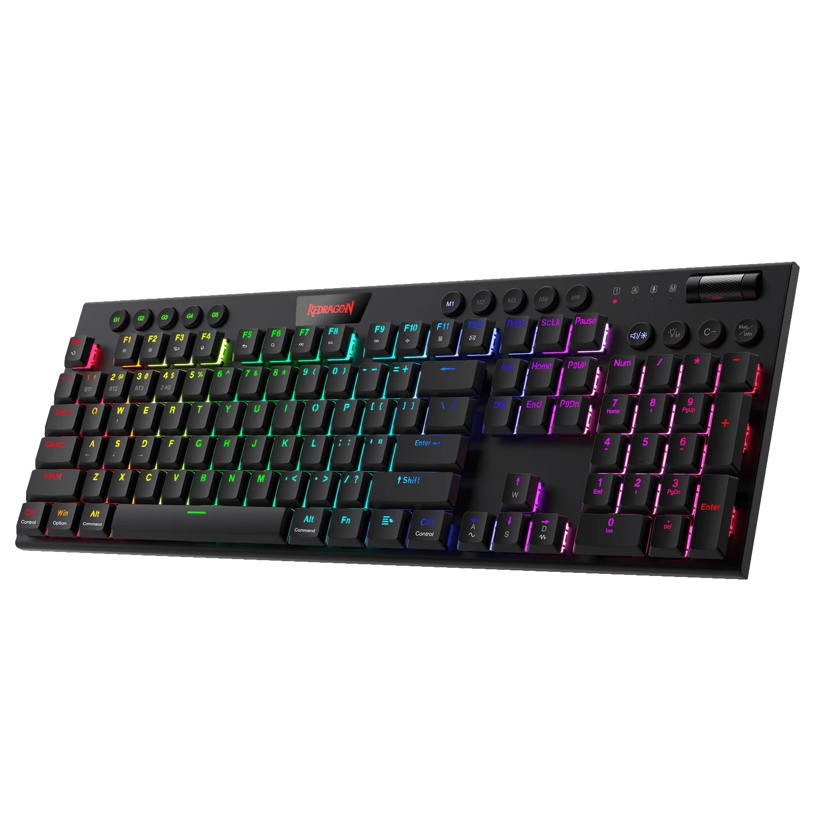 Redragon Horus Wireless RGB Mechanical Keyboard (K618RGB-Pro, Red Switches) - Ultra-Thin Design with Dynamic Lighting