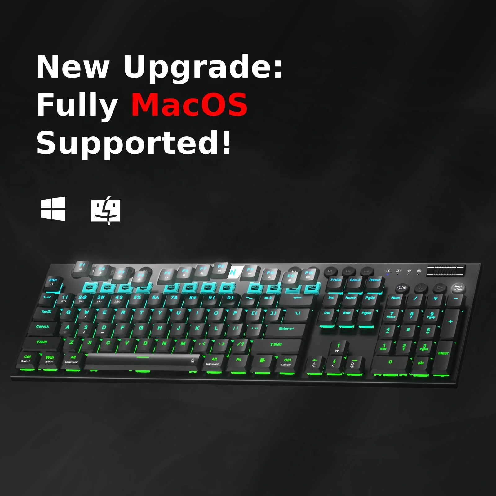 Redragon Horus Wireless RGB Mechanical Keyboard (K618RGB-Pro, Red Switches) - Ultra-Thin Design with Dynamic Lighting thumbnail 10