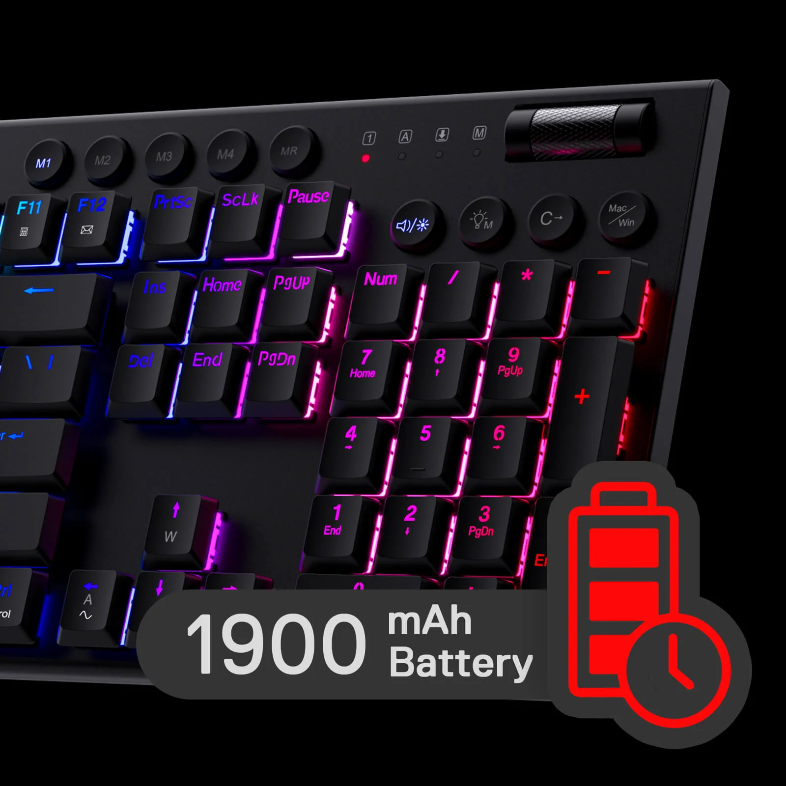 Redragon Horus Wireless RGB Mechanical Keyboard (K618RGB-Pro, Red Switches) - Ultra-Thin Design with Dynamic Lighting thumbnail 7