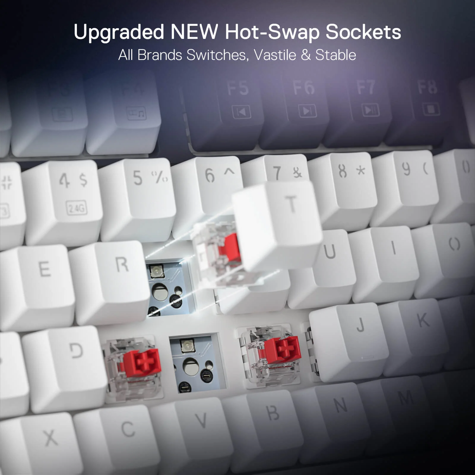 Redragon 75% Wireless Gasket Gaming Keyboard – Sleek Design Meets Exceptional Performance (White/Black, K673WB RGB Pro) thumbnail 6
